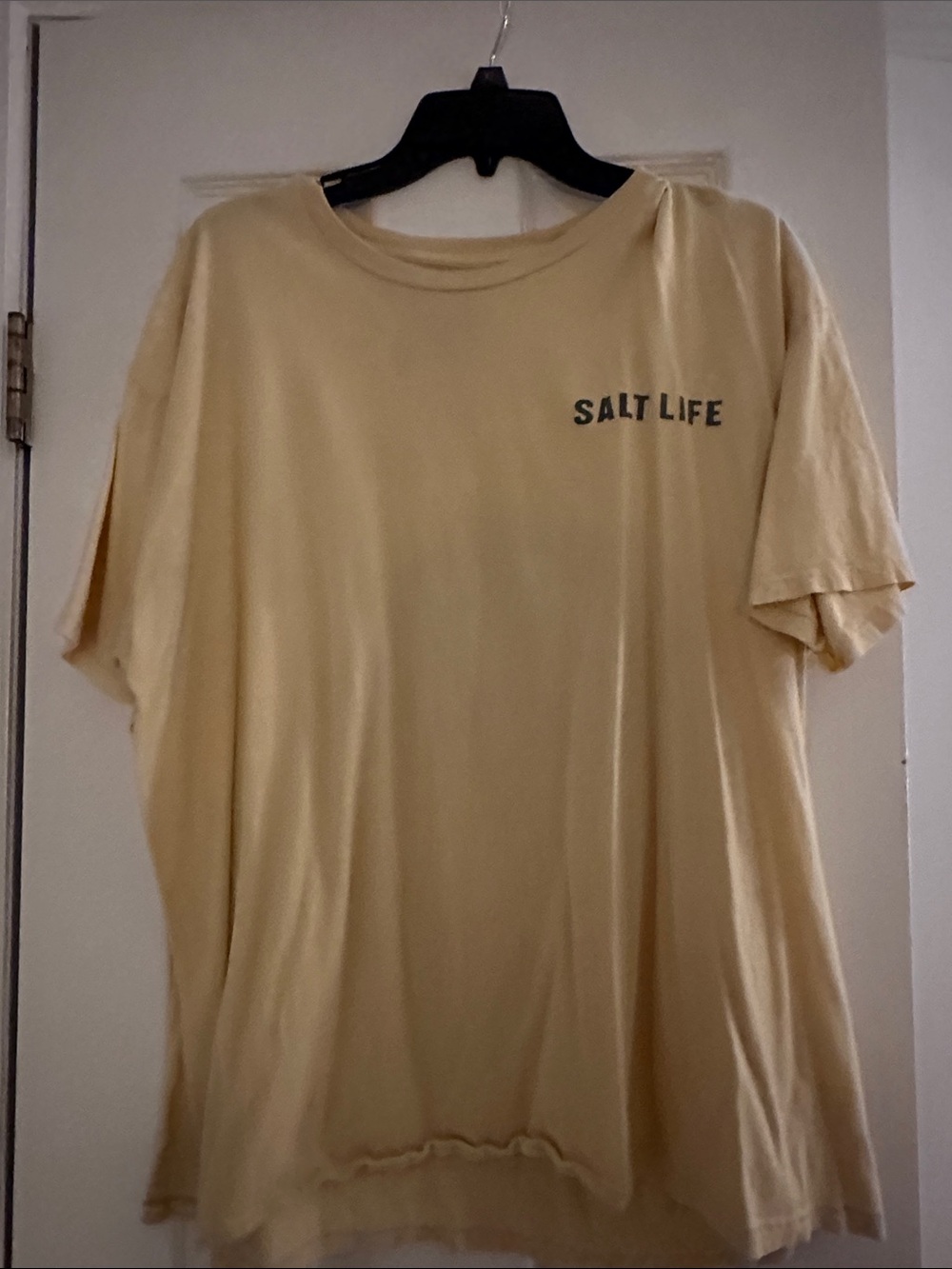 Salt Life Short Sleeve Crew Tee — Pale Yellow with Dark Logo surf